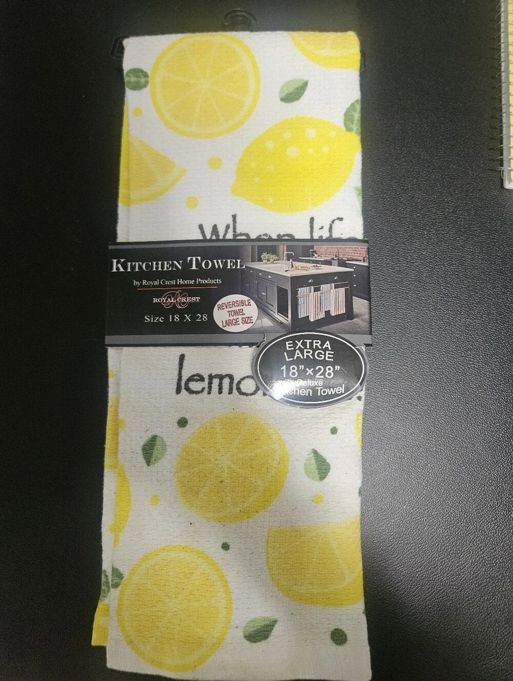 NWT Royal Crest Lemon Print Kitchen Towel Large